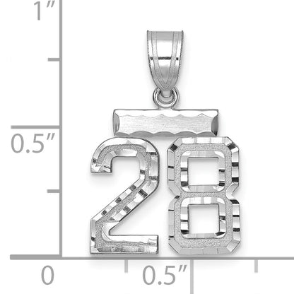 14kw Small Brushed Diamond-cut Number 28 Charm