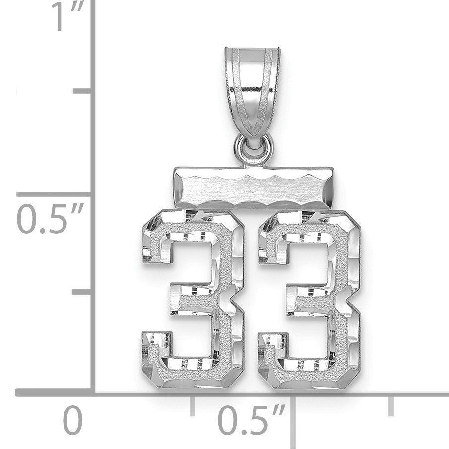 14kw Small Brushed Diamond-cut Number 33 Charm
