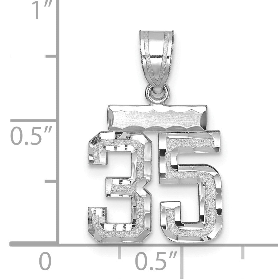 14kw Small Brushed Diamond-cut Number 35 Charm