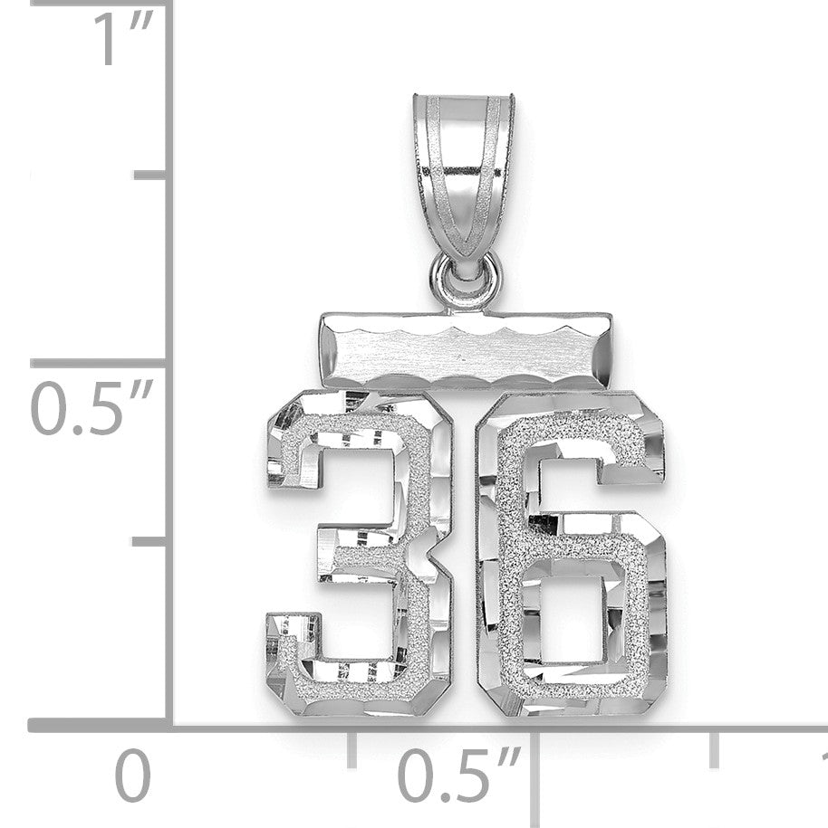14kw Small Brushed Diamond-cut Number 36 Charm