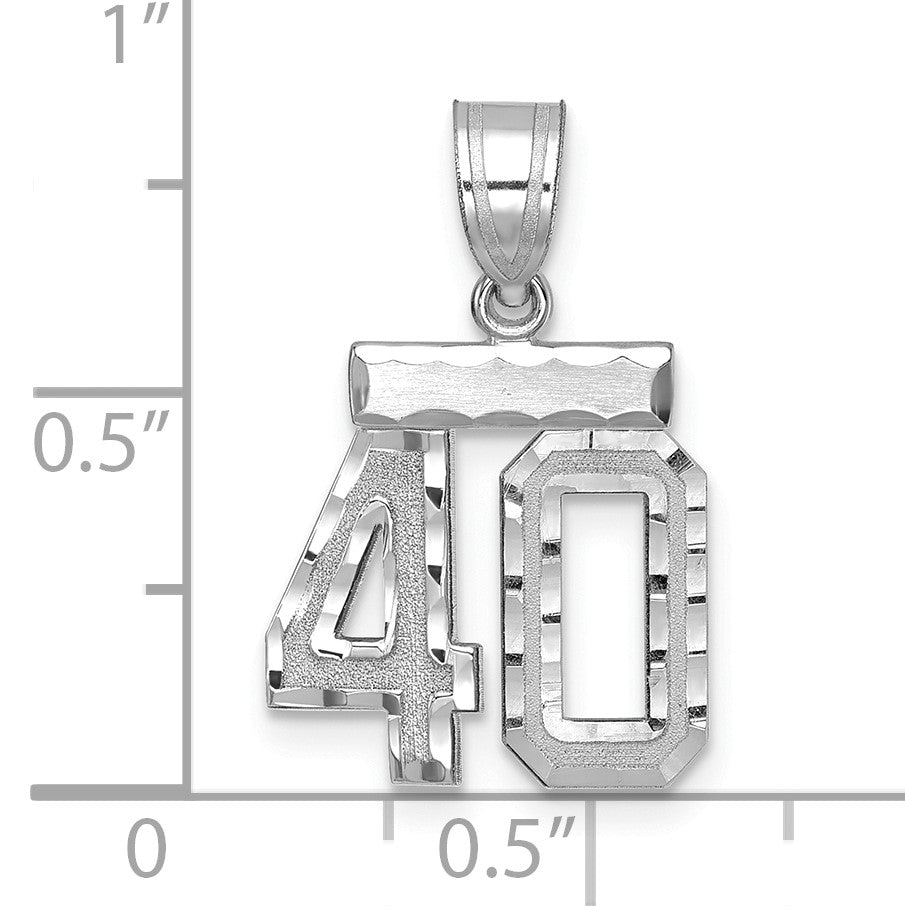 14kw Small Brushed Diamond-cut Number 40 Charm