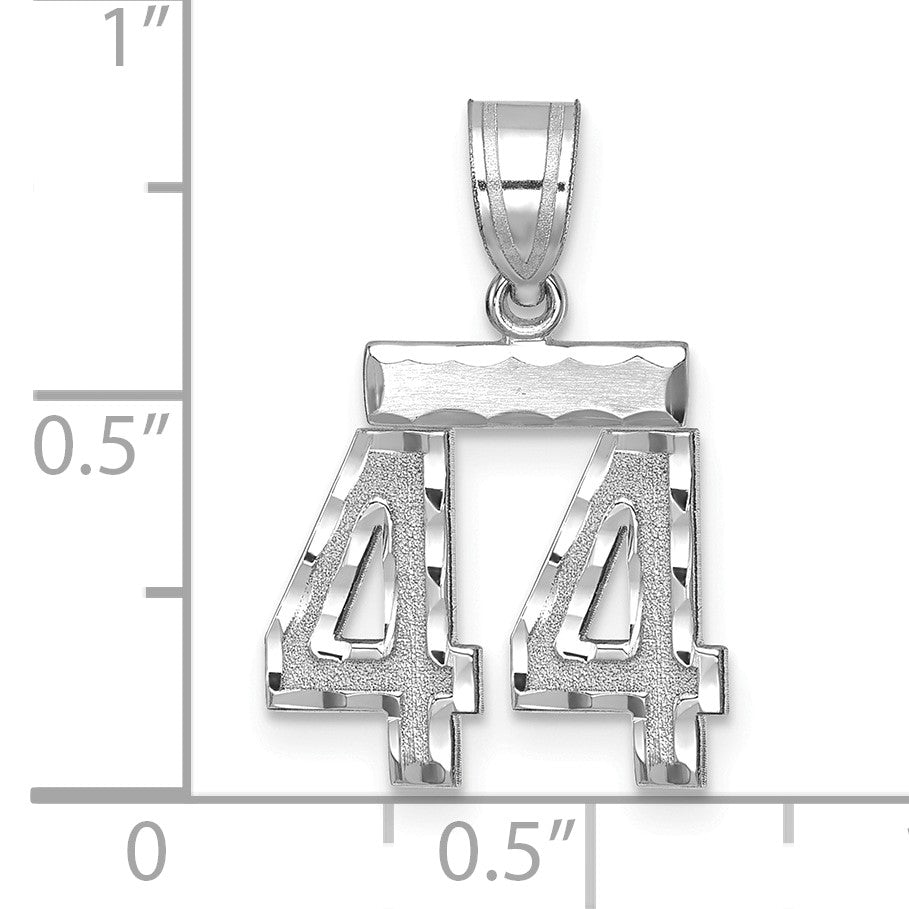 14kw Small Brushed Diamond-cut Number 44 Charm