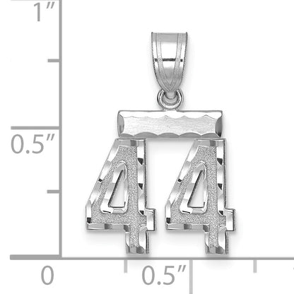 14kw Small Brushed Diamond-cut Number 44 Charm