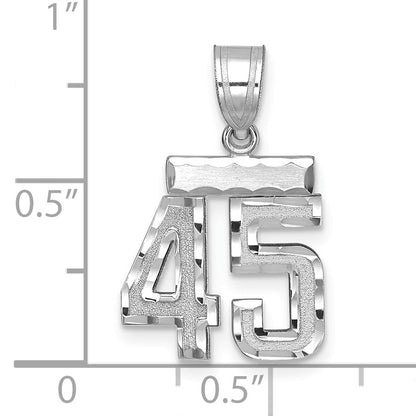 14kw Small Brushed Diamond-cut Number 45 Charm