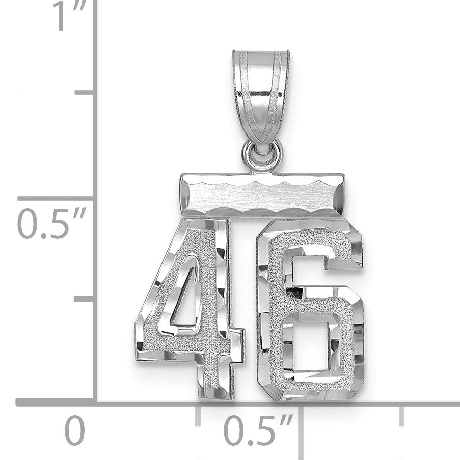 14kw Small Brushed Diamond-cut Number 46 Charm