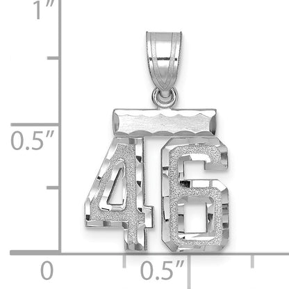 14kw Small Brushed Diamond-cut Number 46 Charm