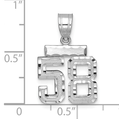 14kw Small Brushed Diamond-cut Number 58 Charm