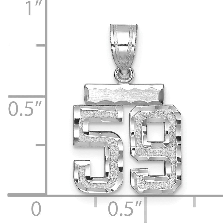 14kw Small Brushed Diamond-cut Number 59 Charm