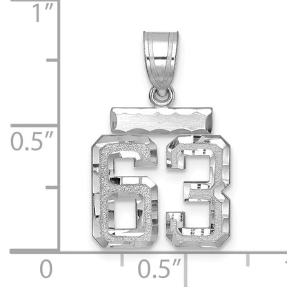 14kw Small Brushed Diamond-cut Number 63 Charm