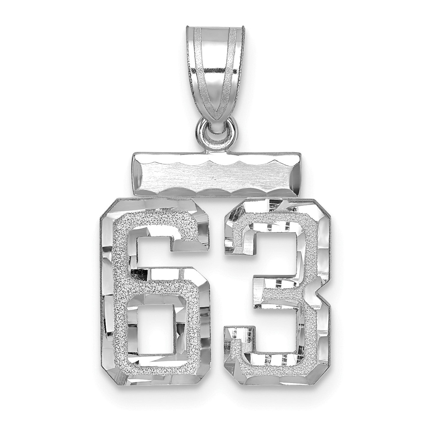 14kw Small Brushed Diamond-cut Number 63 Charm