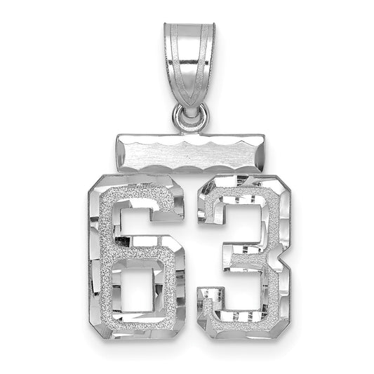 14kw Small Brushed Diamond-cut Number 63 Charm