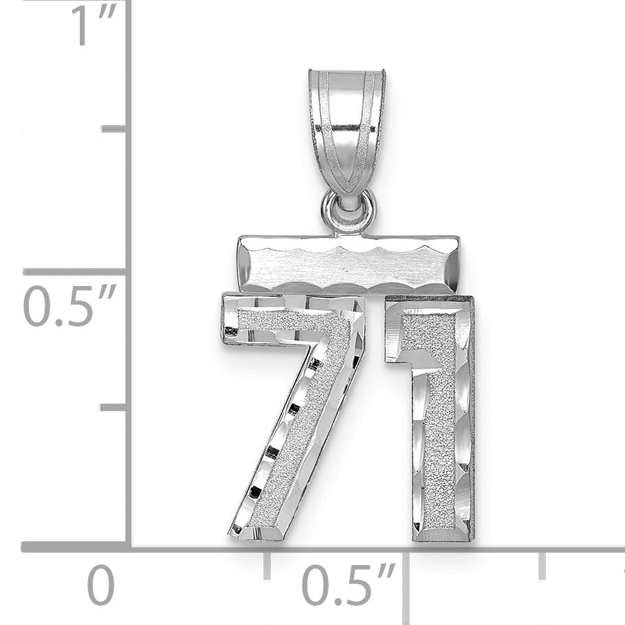 14kw Small Brushed Diamond-cut Number 71 Charm