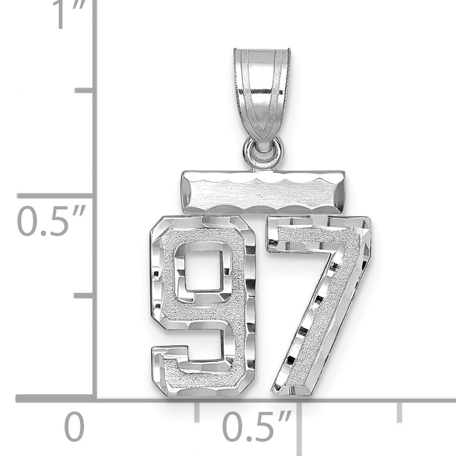 14kw Small Brushed Diamond-cut Number 97 Charm