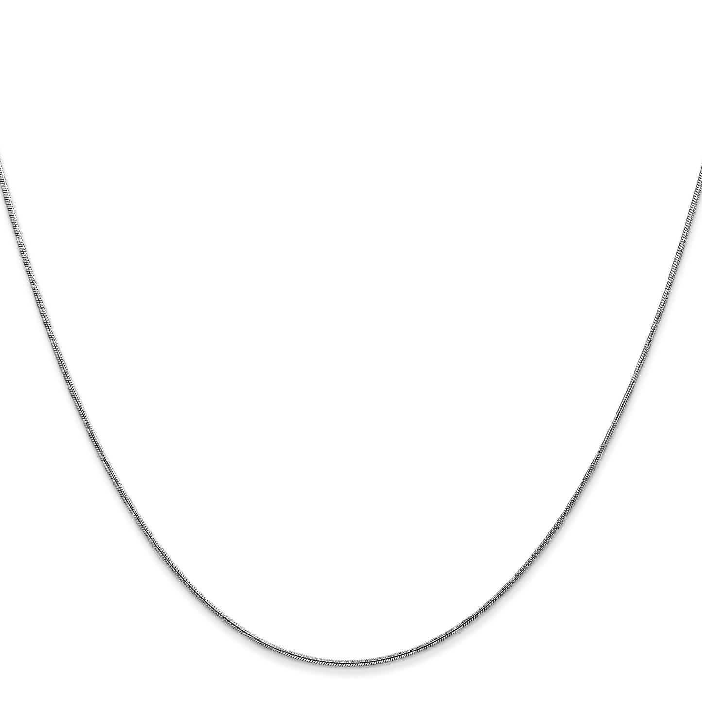 14K White Gold 16 inch .8mm Round Snake with Lobster Clasp Chain