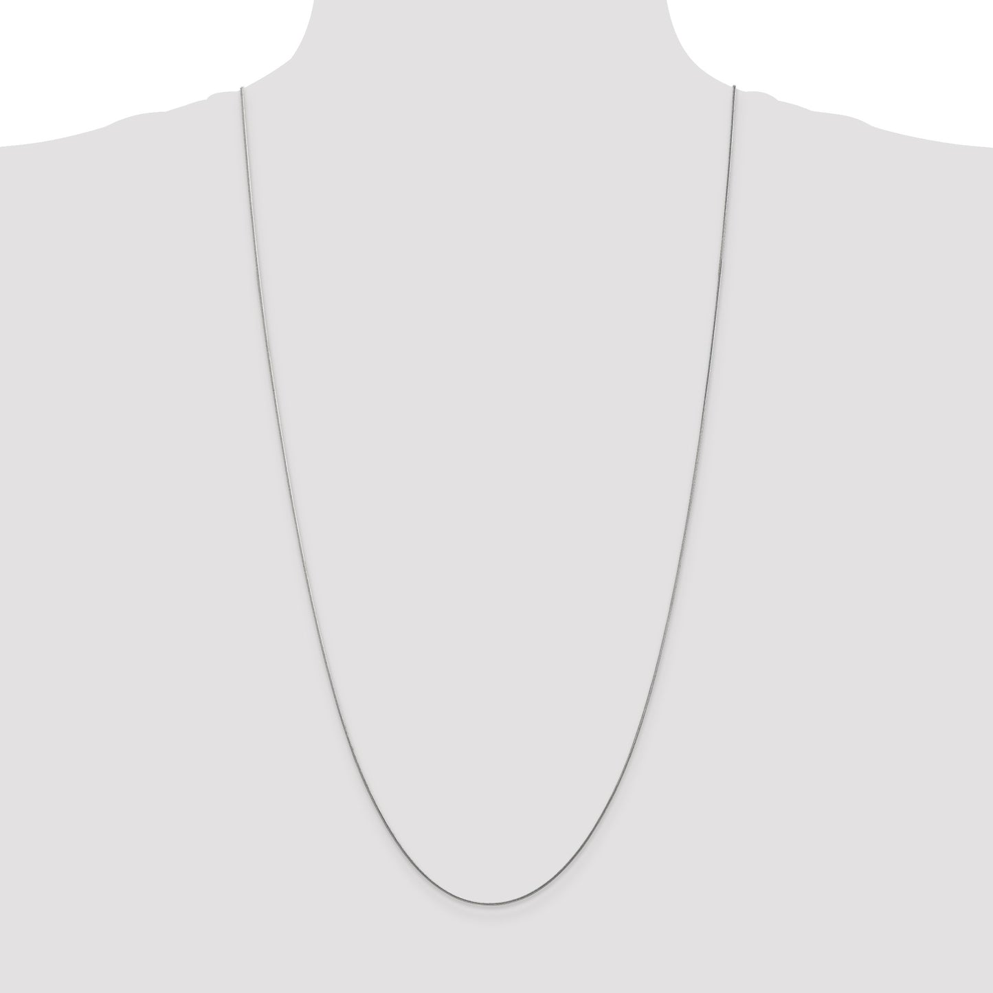14K White Gold 30 inch .8mm Round Snake with Lobster Clasp Chain