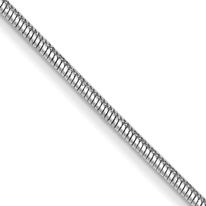 14K White Gold 16 inch .8mm Round Snake with Lobster Clasp Chain