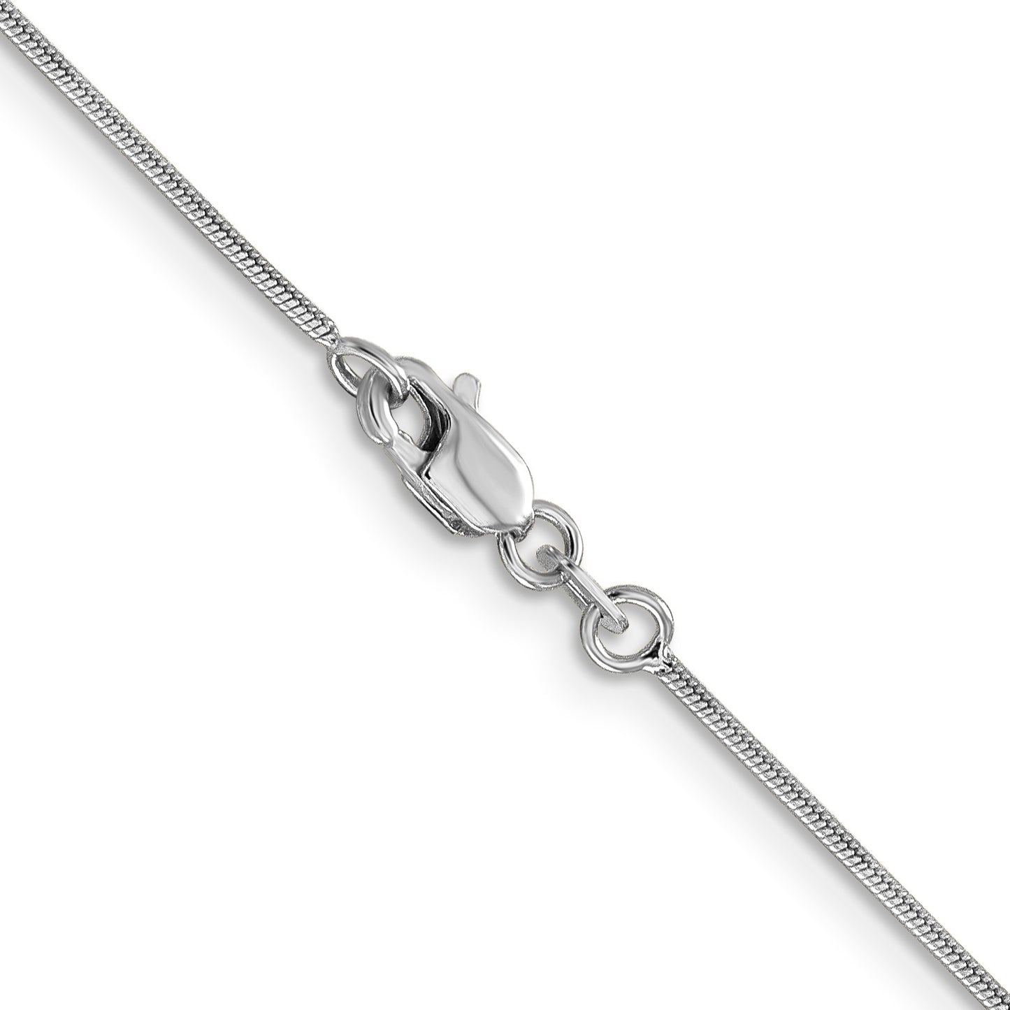 14K White Gold 16 inch .9mm Round Snake with Lobster Clasp Chain