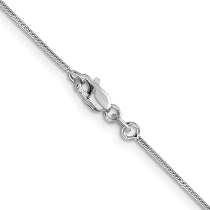 14K White Gold 16 inch .9mm Round Snake with Lobster Clasp Chain