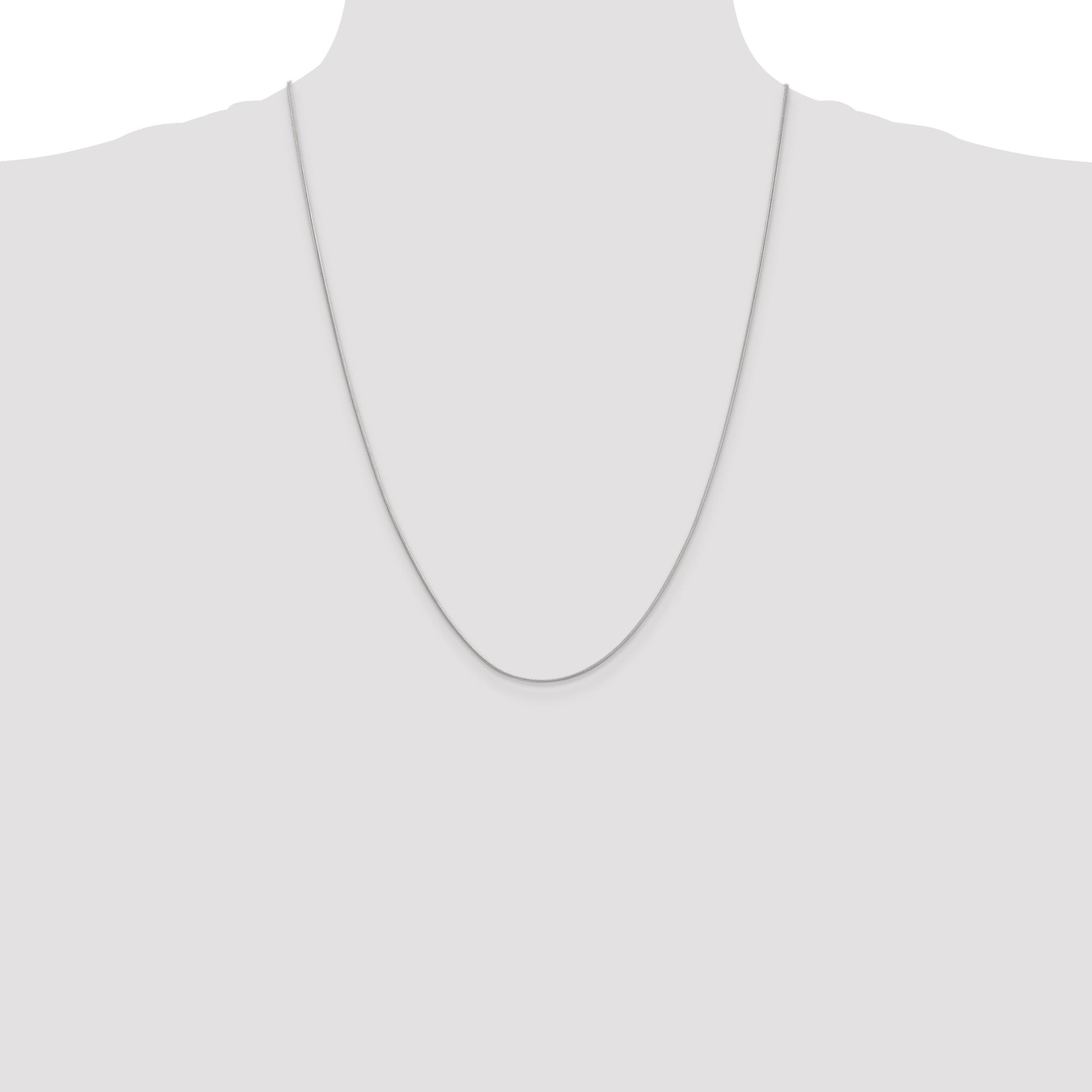 14K White Gold 24 inch .9mm Round Snake with Lobster Clasp Chain