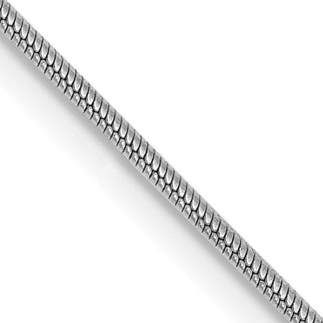 14K White Gold 20 inch .9mm Round Snake with Lobster Clasp Chain