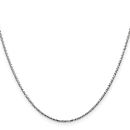14K White Gold 24 inch 1.1mm Round Snake with Lobster Clasp Chain