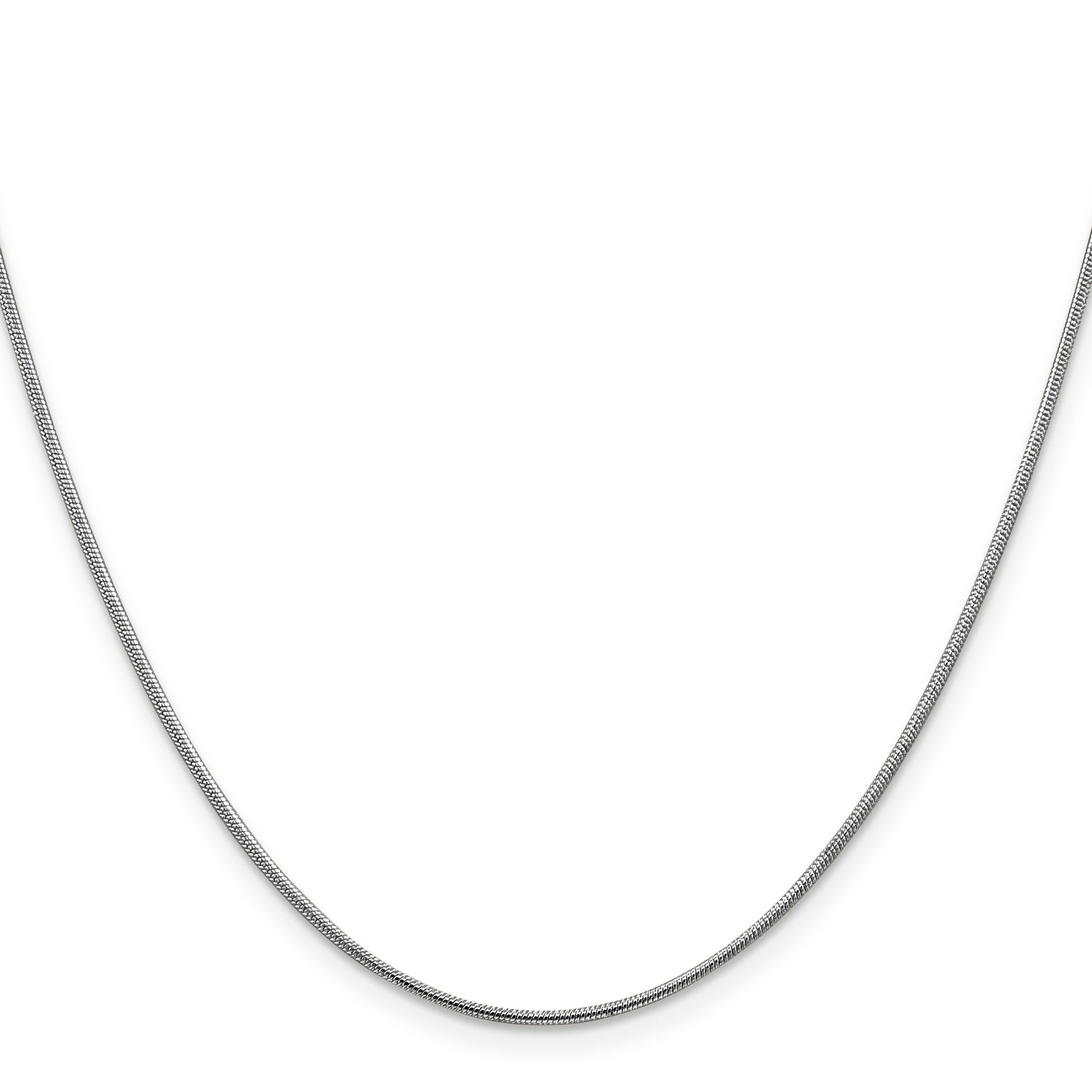 14K White Gold 18 inch 1.1mm Round Snake with Lobster Clasp Chain