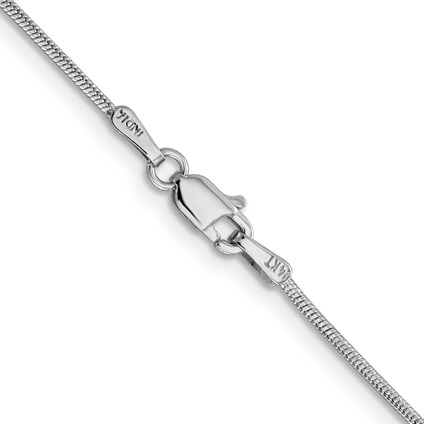 14K White Gold 20 inch 1.1mm Round Snake with Lobster Clasp Chain
