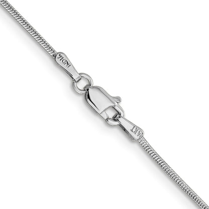 14K White Gold 20 inch 1.1mm Round Snake with Lobster Clasp Chain