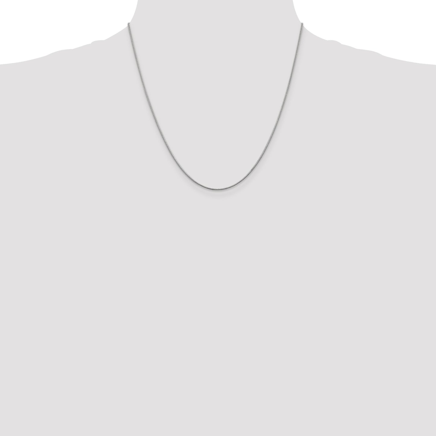 14K White Gold 20 inch 1.1mm Round Snake with Lobster Clasp Chain