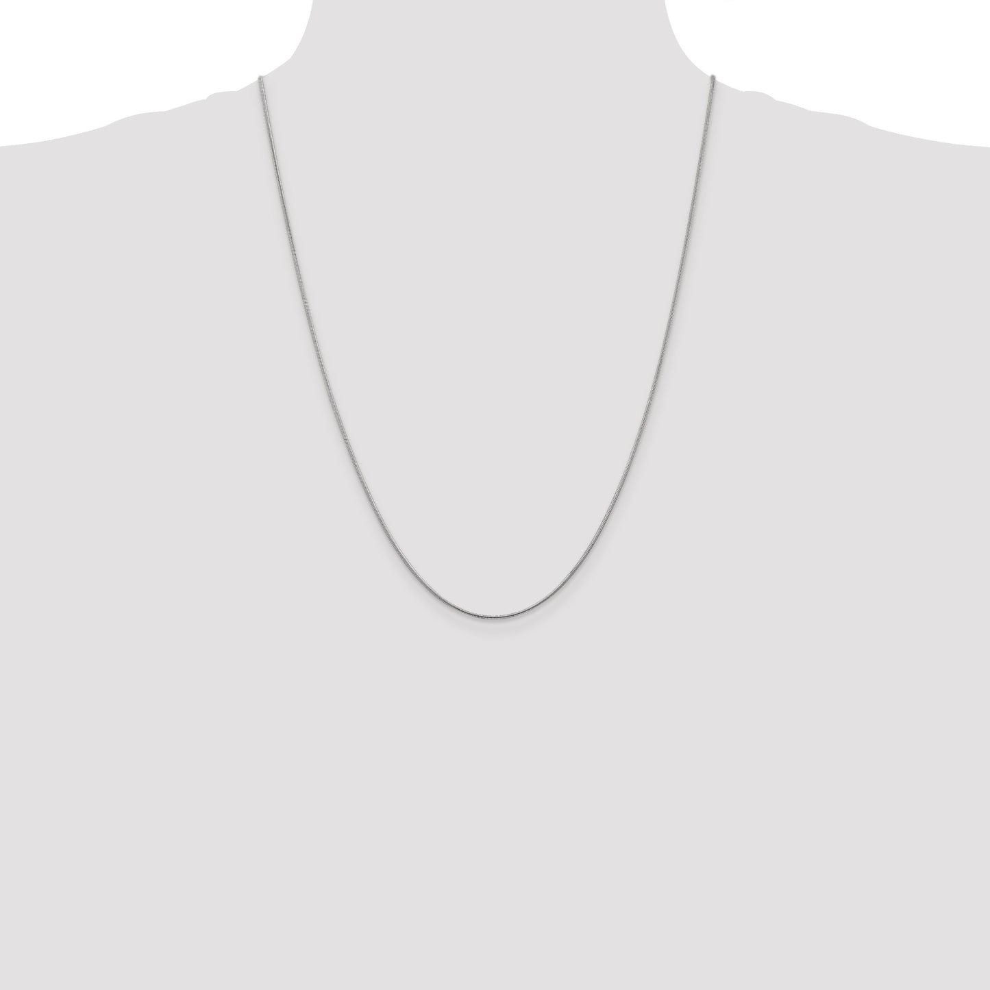 14K White Gold 24 inch 1.1mm Round Snake with Lobster Clasp Chain