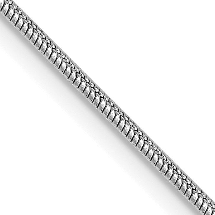 14K White Gold 20 inch 1.1mm Round Snake with Lobster Clasp Chain