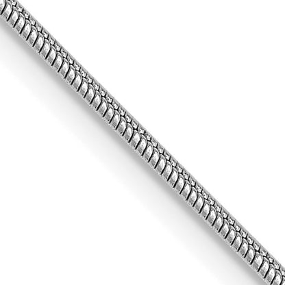 14K White Gold 20 inch 1.1mm Round Snake with Lobster Clasp Chain