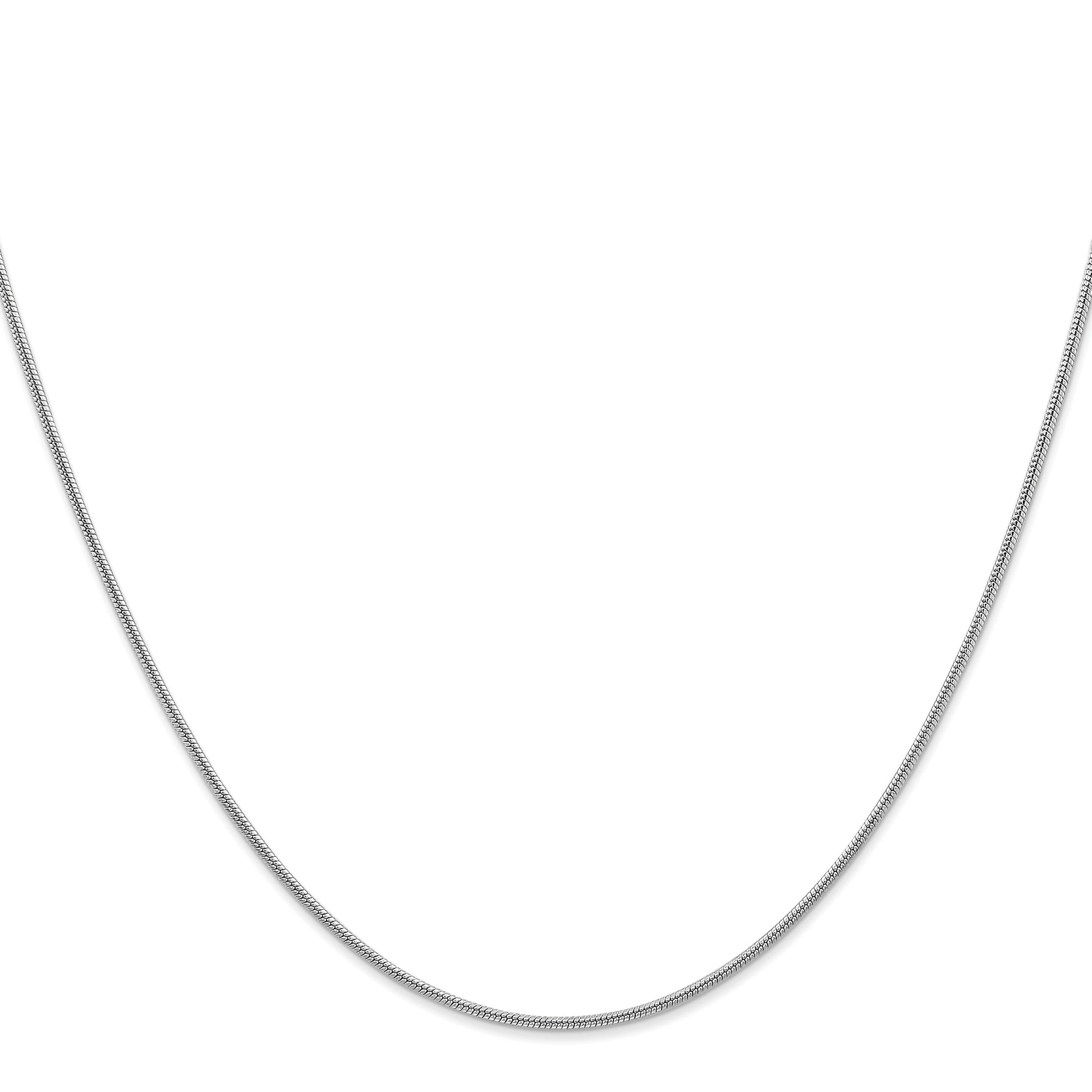 14K White Gold 24 inch 1.4mm Round Snake Lobster Clasp Chain