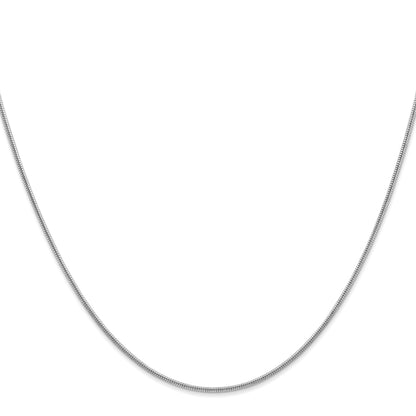 14K White Gold 24 inch 1.4mm Round Snake Lobster Clasp Chain