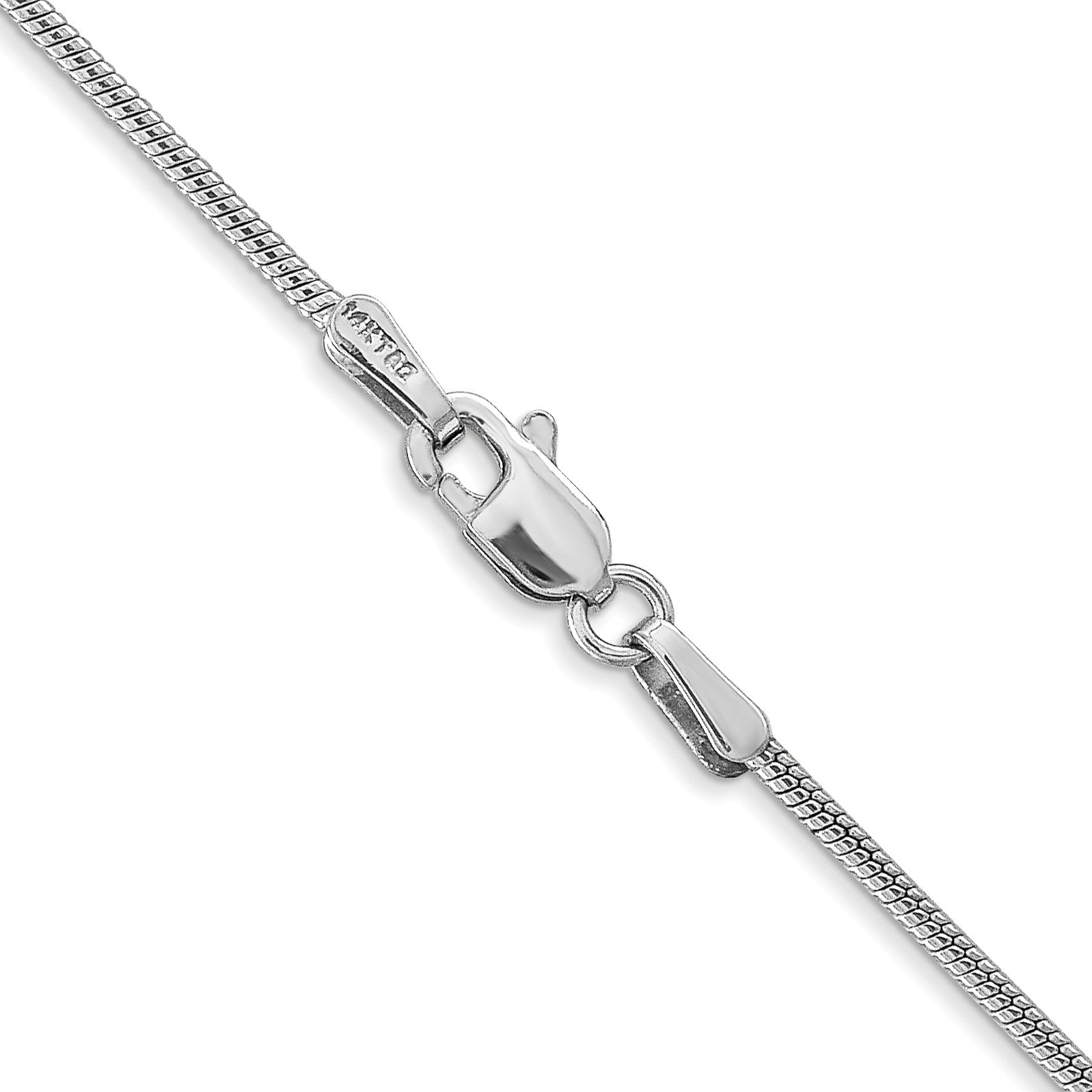 14K White Gold 24 inch 1.4mm Round Snake Lobster Clasp Chain