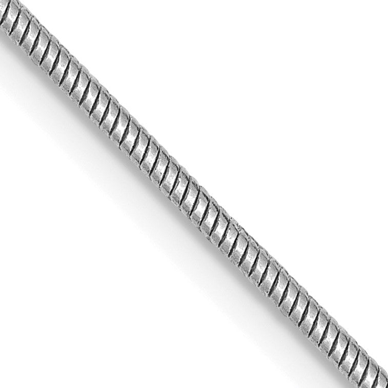 14K White Gold 24 inch 1.4mm Round Snake Lobster Clasp Chain