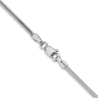 14K White Gold 16 inch 1.6mm Round Snake Lobster Clasp Chain