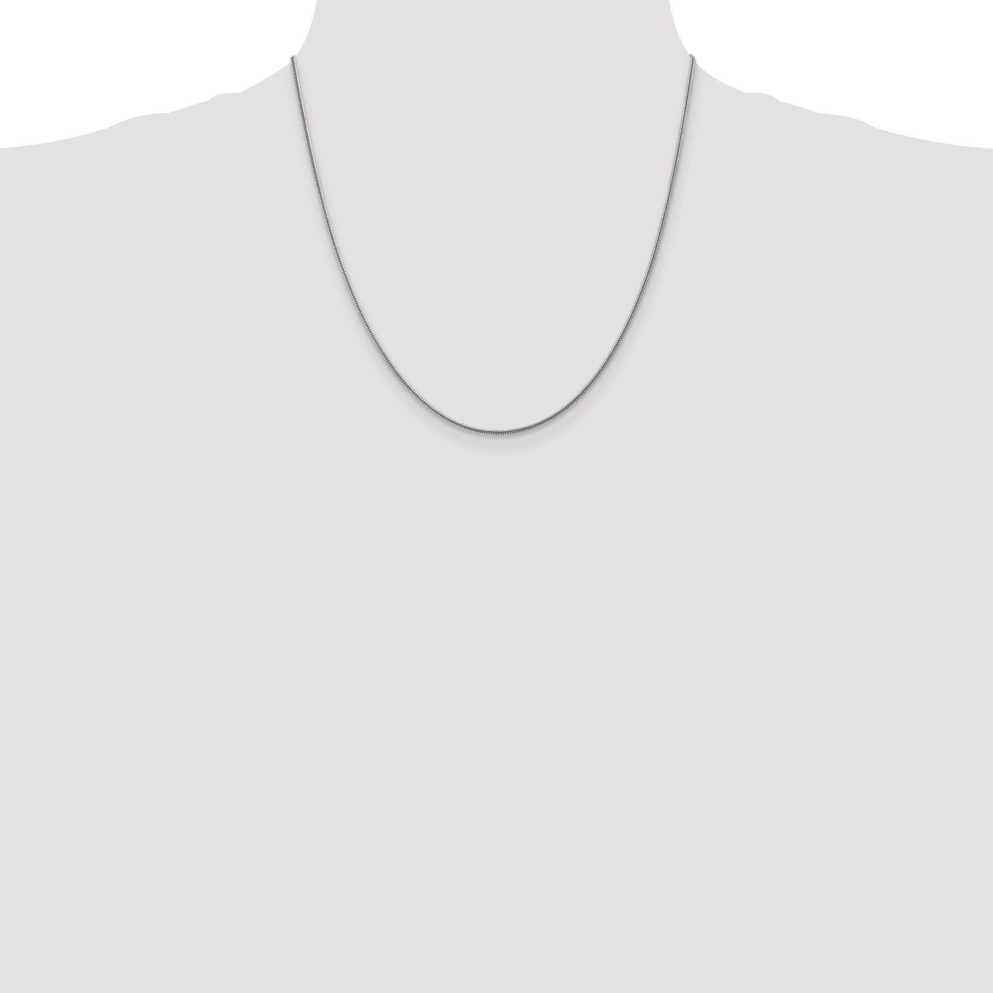 14K White Gold 20 inch 1.6mm Round Snake Lobster Clasp Chain