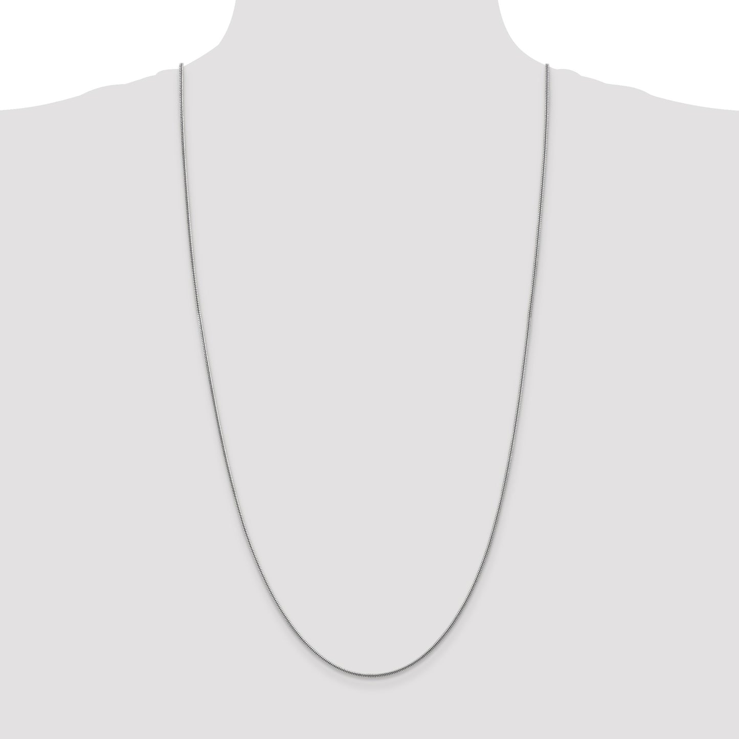 14K White Gold 30 inch 1.6mm Round Snake Lobster Clasp Chain