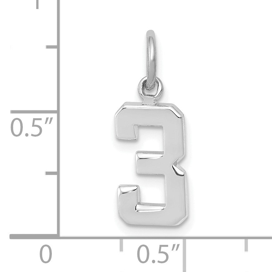 14kw Small Polished Number 3 Charm
