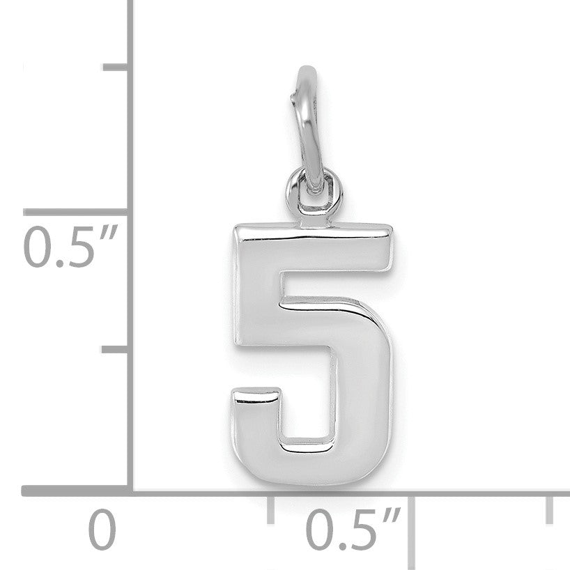 14kw Small Polished Number 5 Charm