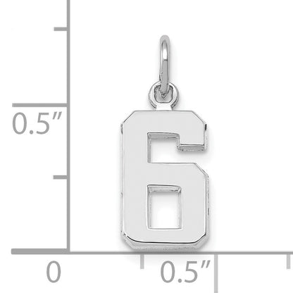 14kw Small Polished Number 6 Charm