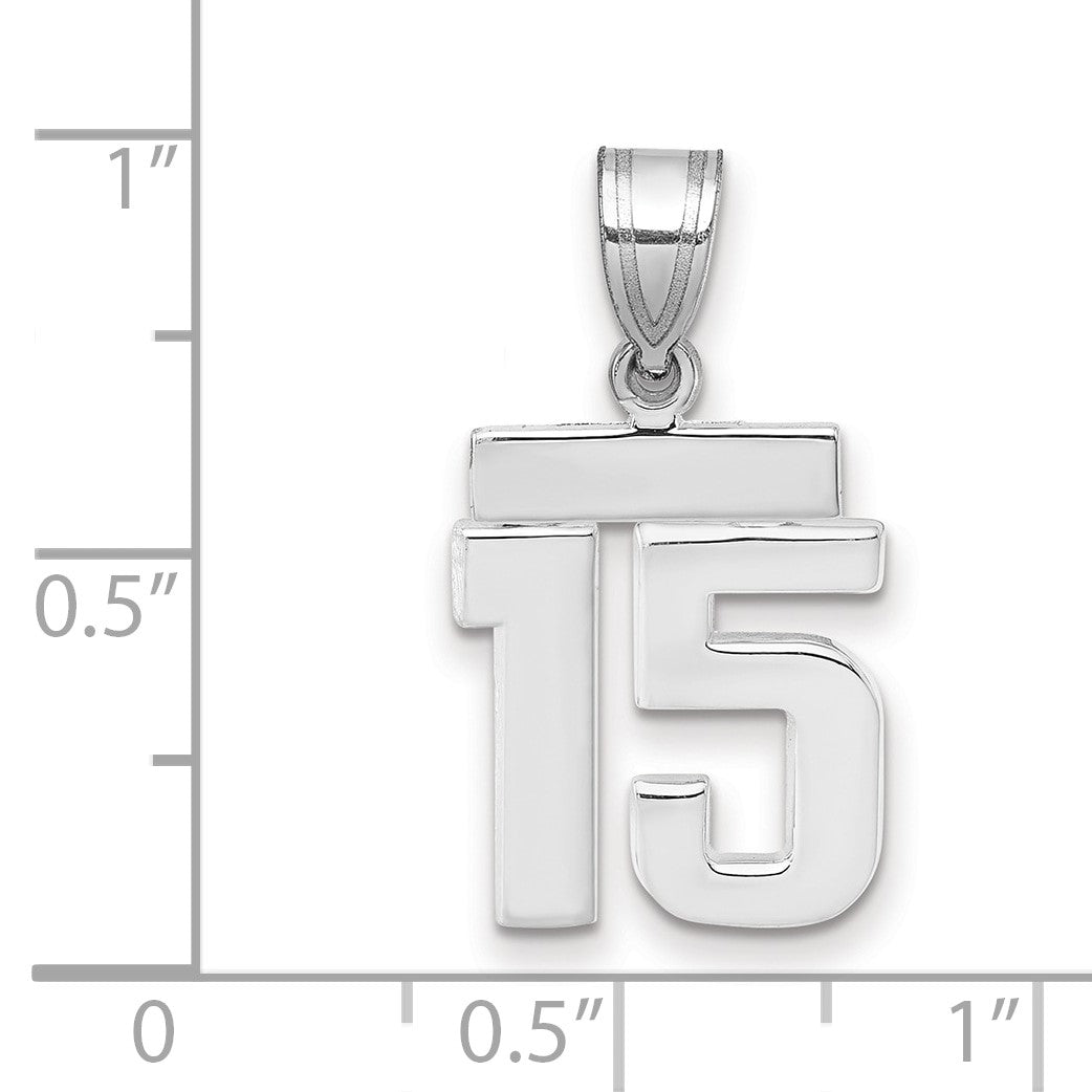 14kw Small Polished Number 15 Charm