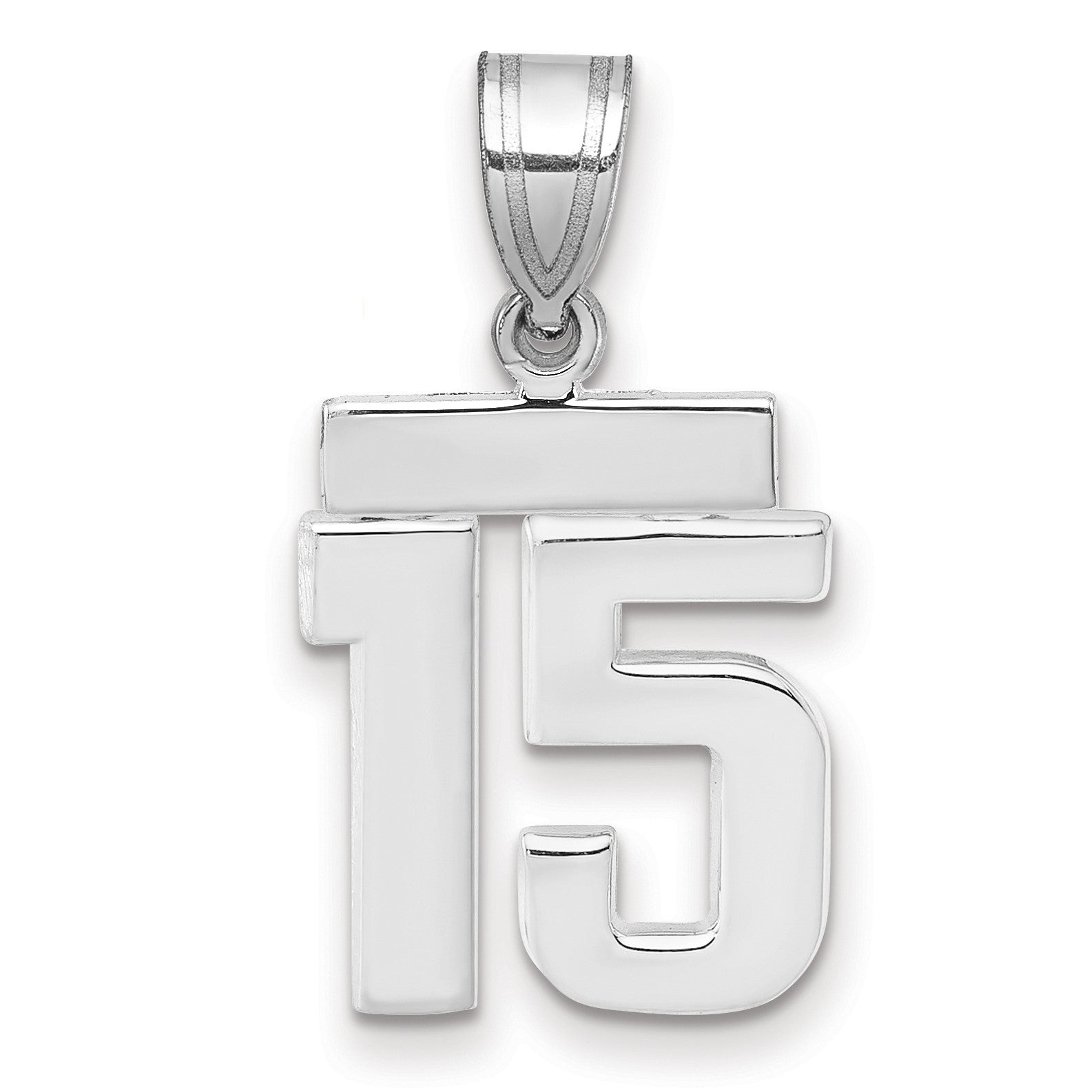 14kw Small Polished Number 15 Charm