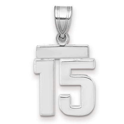 14kw Small Polished Number 15 Charm
