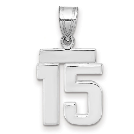 14kw Small Polished Number 15 Charm