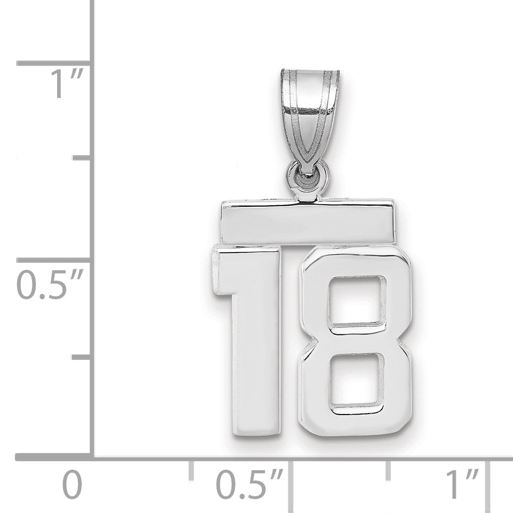 14kw Small Polished Number 18 Charm