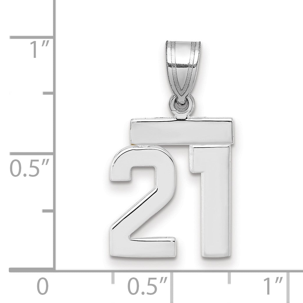 14kw Small Polished Number 21 Charm