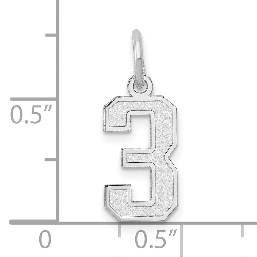 14kw Small Satin Number 3 Charm