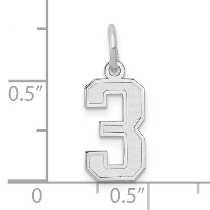 14kw Small Satin Number 3 Charm